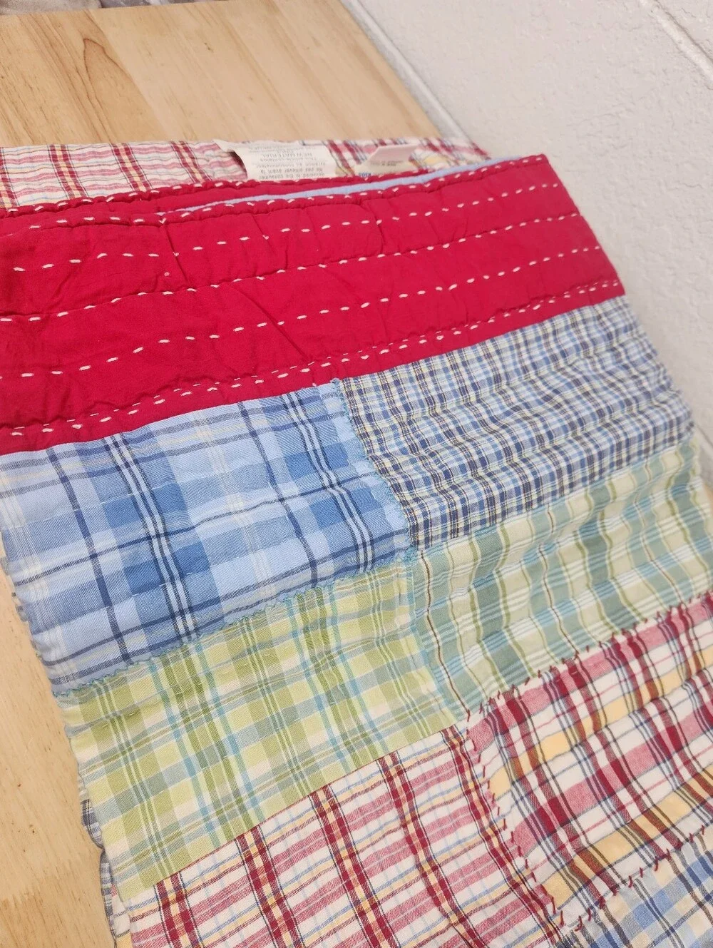 Pottery Barn Kids Laguna Plaid Patchwork Quilt Sz Twin Primary Colors Americana